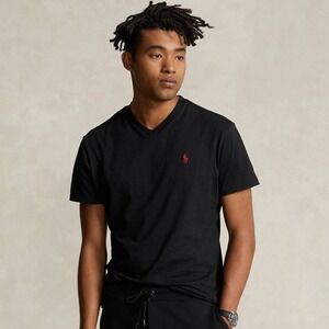 Polo Ralph Lauren Mens XL‎ Navy HIgh V-Neck Custom Slim Fit Cotton T Pony Preppy